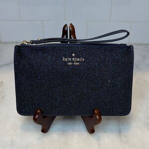 Kate Spade Wristlet Bag Purse Midnight Blue Glitter Clutch Pouch Wristlet